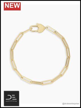 18k Gold Plated Brass Cable Chain Bracelet with Heart Padlock Clasp
